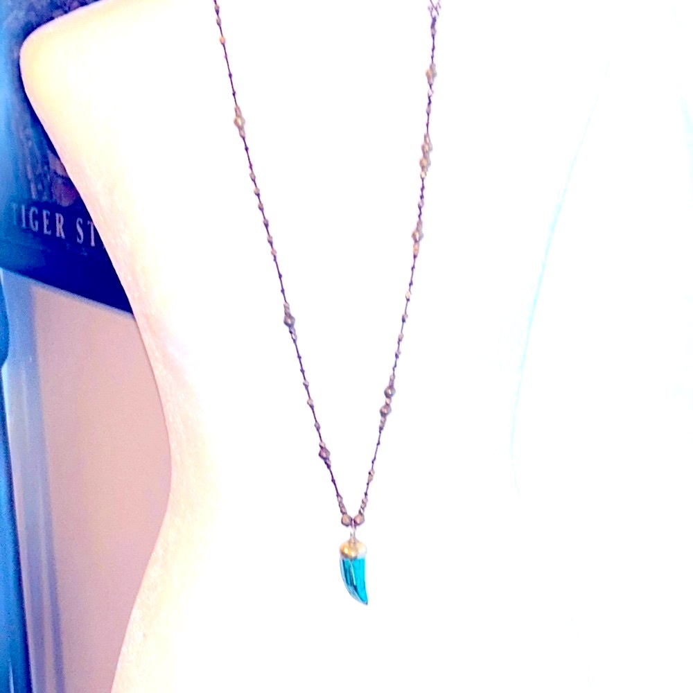 💠NWOT💠Gold Inlay Turquoise Italian Horn Necklace💠 - Picture 5 of 10